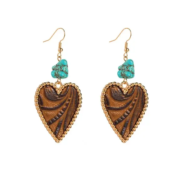 Alloy & Synthetic Turquoise Dangle Earrings