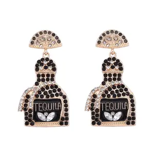 Zinc Alloy Rhinestone Dangle Stud Earrings