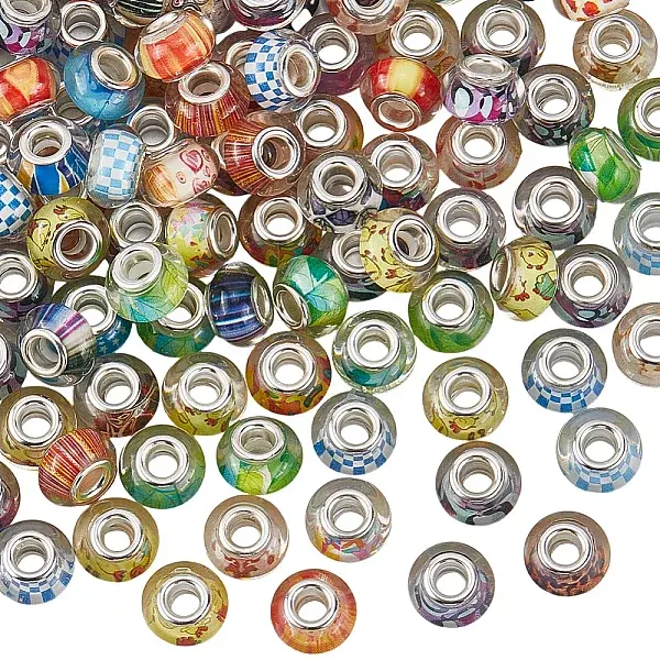 120Pcs Resin European Beads