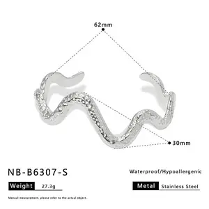 Hammered 304 Stainless Steel Cuff Bangles for Women