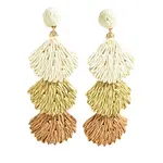 Bohemian Style Raffia Shell Shape Dangle Stud Earrings