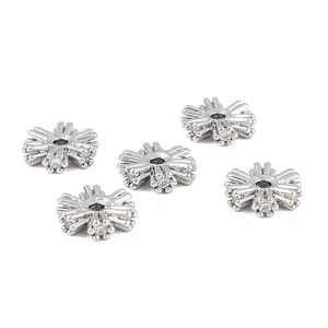 Brass Micro Pave Cubic Zirconia Beads