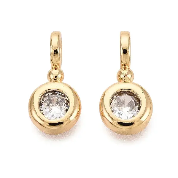 Brass Micro Pave Clear Cubic Zirconia Charms
