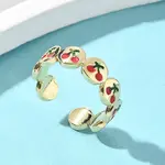 Brass Enamel Adjustable Cuff Rings for Women