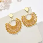 Flat Round 304 Stainless Steel Glass Seed Beads Dangle Stud Earrings