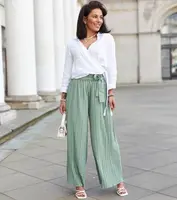 UR/CEO Green wide pleated women's pants Zakia