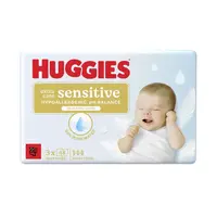 Huggies Extra Care Sensitive Triplo vlhčené ubrousky 3x48 ks