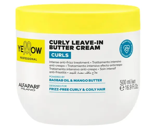 Bezoplachový máslový krém pro vlnité, kudrnaté a afro vlasy Yellow Professional Curls Curly Leave-In Butter Cream - 500 ml + dárek zdarma