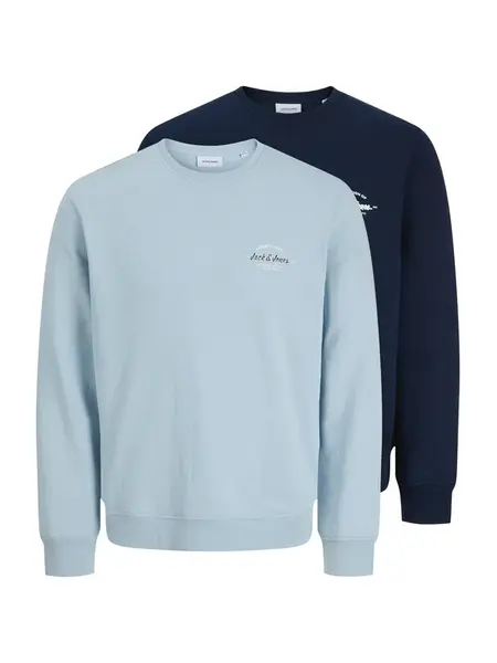 JACK & JONES Mikina 'JJBRANDON'  námornícka modrá / svetlomodrá / biela