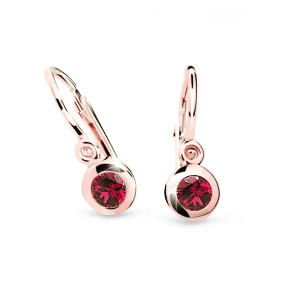 Cutie Jewellery Prekrásne detské náušnice z ružového zlata C1537-10-X-4 červená