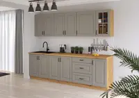 Kuchyňská linka 260 cm Stilo 3 - Dub artisan + Clay Grey