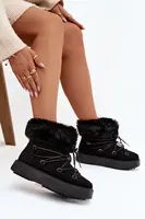 Dámske snehule s kožušinou a šnúrkami