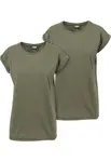 Dámské tričko s prodlouženým ramenem 2 balení olivové/olivové