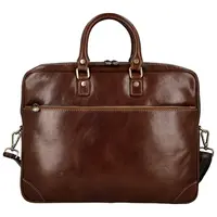Kožená business taška hnědá - Delami Vera Pelle Evarist