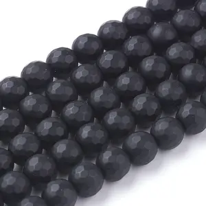 Synthetic Black Stone Beads Strands