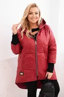Kesi Włoski Dámská zimní bunda Plus Size prošívaná s kapucí bordová