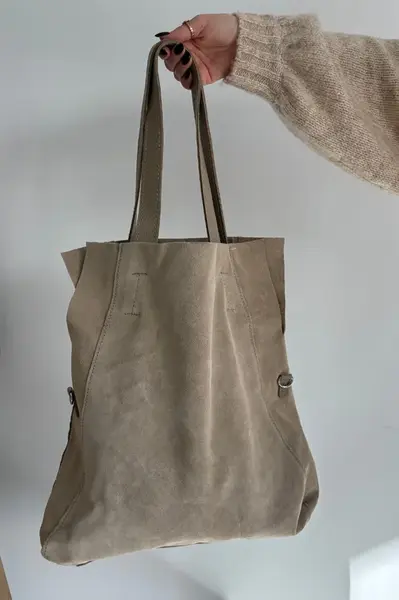 Boto semišová shopper taška světle béžová