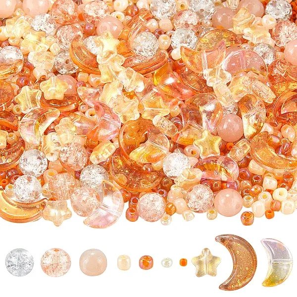 Mixed Styles Transparent Glass Beads