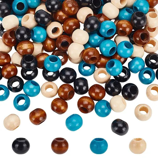 4 Colors Wood Large Hole Beads