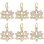 6Pcs Brass Micro Pave Clear Cubic Zirconia Charms