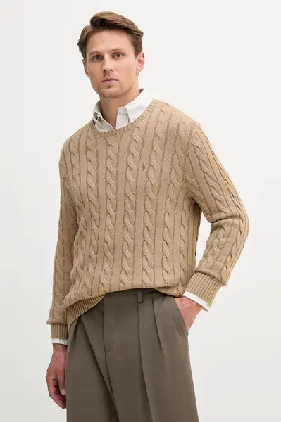 Bavlněný svetr Polo Ralph Lauren béžová barva, 710775885