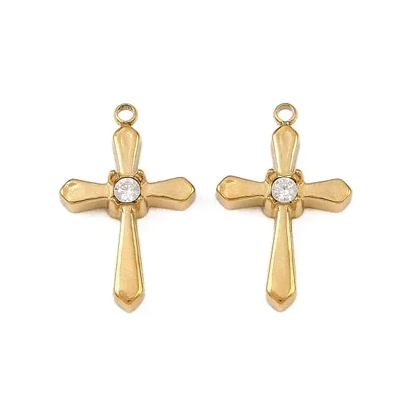 304 Stainless Steel Micro Pave Cubic Zirconia Pendants