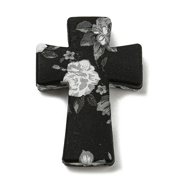Cross with Flower Silicone Focal Beads