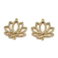 Brass Micro Pave Clear Cubic Zirconia Link Connector