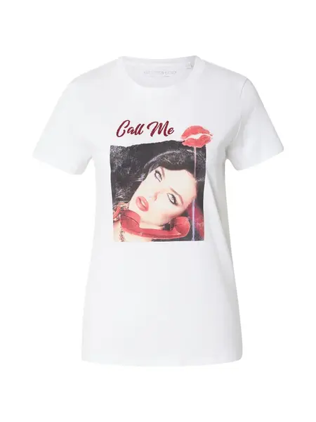 GUESS Tričko 'CALL ME EASY'  svetlosivá / krvavo červená / čierna / biela