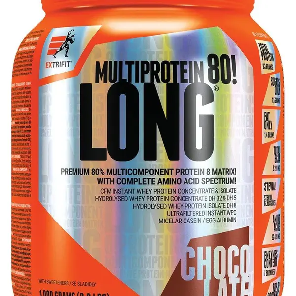 EXTRIFIT Long 80 Multiprotein Jahoda, Banán 1000 g