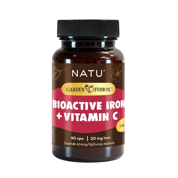 NATU Garden Fusion, Bioaktivní železo 20 mg s vitaminem C a piperinem 90 kapslí