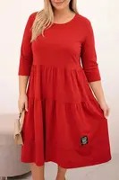 Kesi Włoski Dámska bavlnená sukňa Plus Size s volánmi a podhnutým rukávom červená
