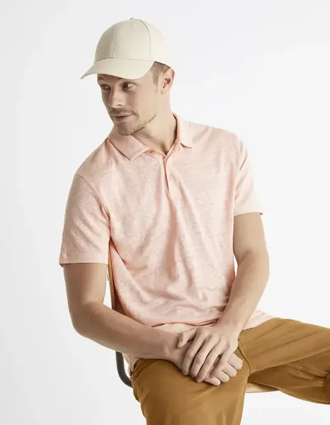 Celio Lněné polo tričko Bepolin - Pánské