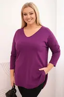 Plus size dámská halenka s V-výstřihem, tmavě fialová