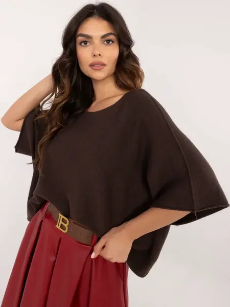 Tmavě hnědý krátký oversize svetr