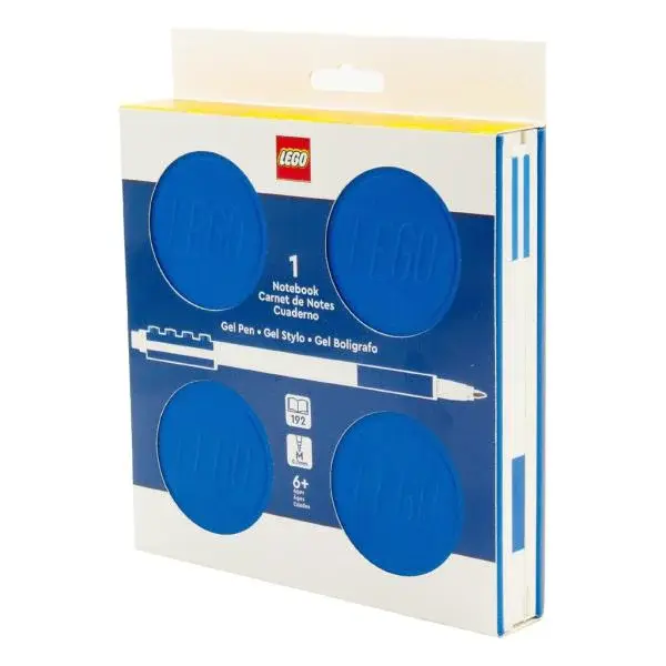 LEGO zápisník s gelovým perem jako klipem a náhradní náplní – modrý