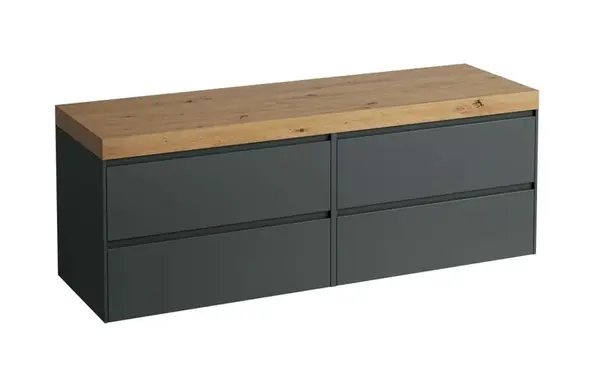 Laufen Lani - Umývadlová skrinka, 157x50x58 cm, 4 zásuvky, sivá/dub H4065901122661