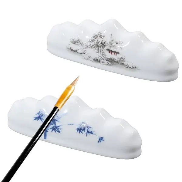 2Pcs 2 Colors Porcelain Calligraphy Brush Holder