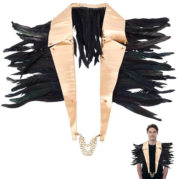 PU Leather Natural Chicken Feather Cape