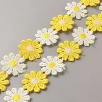 Polyester Daisy Flower Lace Trim Ribbon