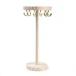 Flat Round Wooden Eyeglasses Organizer Holder