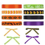 8Rolls 8 Colors Halloween Polyester Printed Grosgrain Ribbon