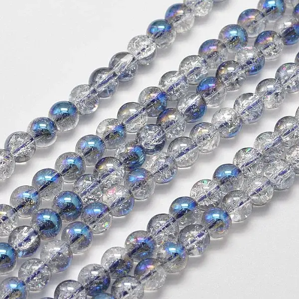 Electroplate Synthetic Crackle Quartz Bead Strands