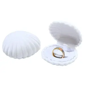 1Pc Shell Shaped Velvet Jewelry Storage Boxes