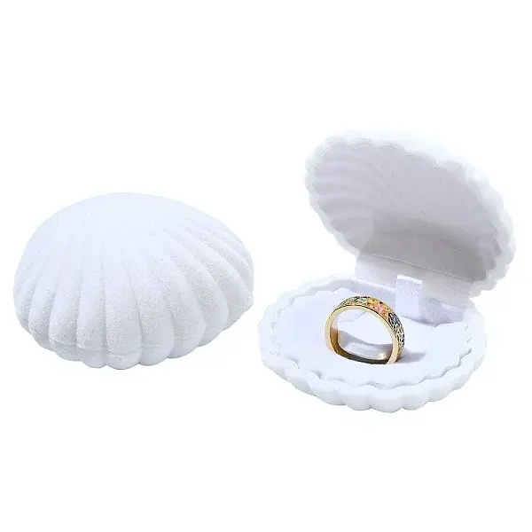 1Pc Shell Shaped Velvet Jewelry Storage Boxes