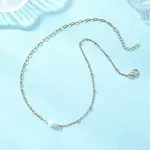 Natural Pearl Rice & 304 Stainless Steel Satellite Chain Paperclip Chain Necklaces for Women
