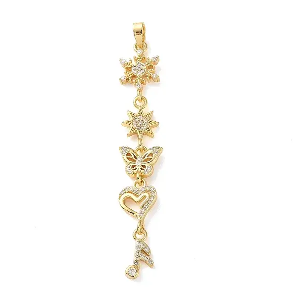 Brass Micro Pave Clear Cubic Zirconia Pendants