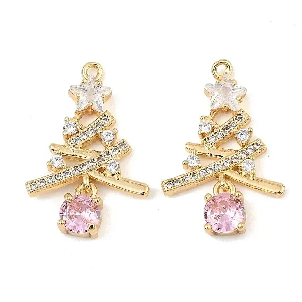 Brass Micro Pave Cubic Zirconia Pendants