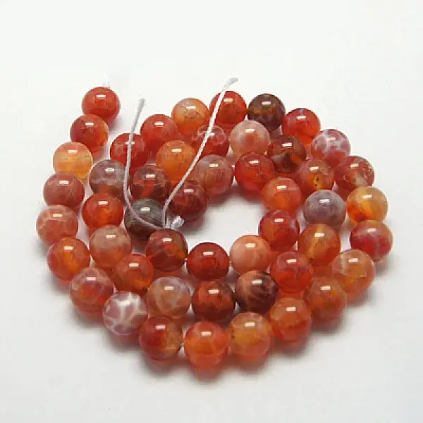 Natural Fire Crackle Agate Beads Strands