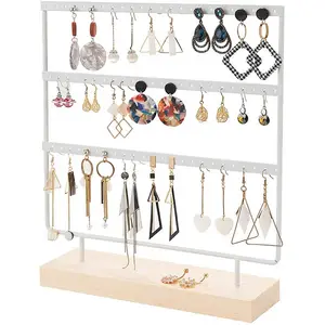 Triple Levels Rectangle Iron Earring Display Stand